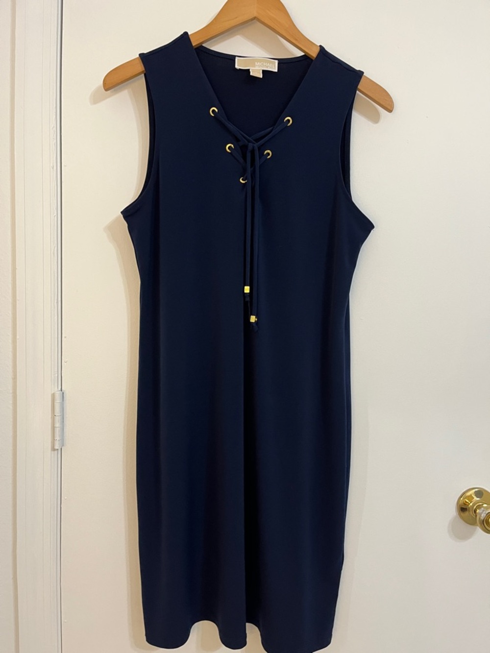 MICHAEL Michael Kors Navy Sleeveless Lace-Up Dress with Gold Accents